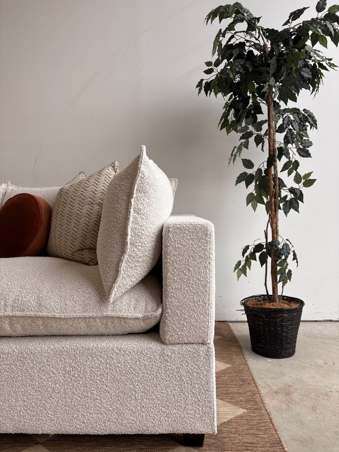 Bellamia Luna Sofa + Ottoman in Cream Performance Boucle(Floor Model)