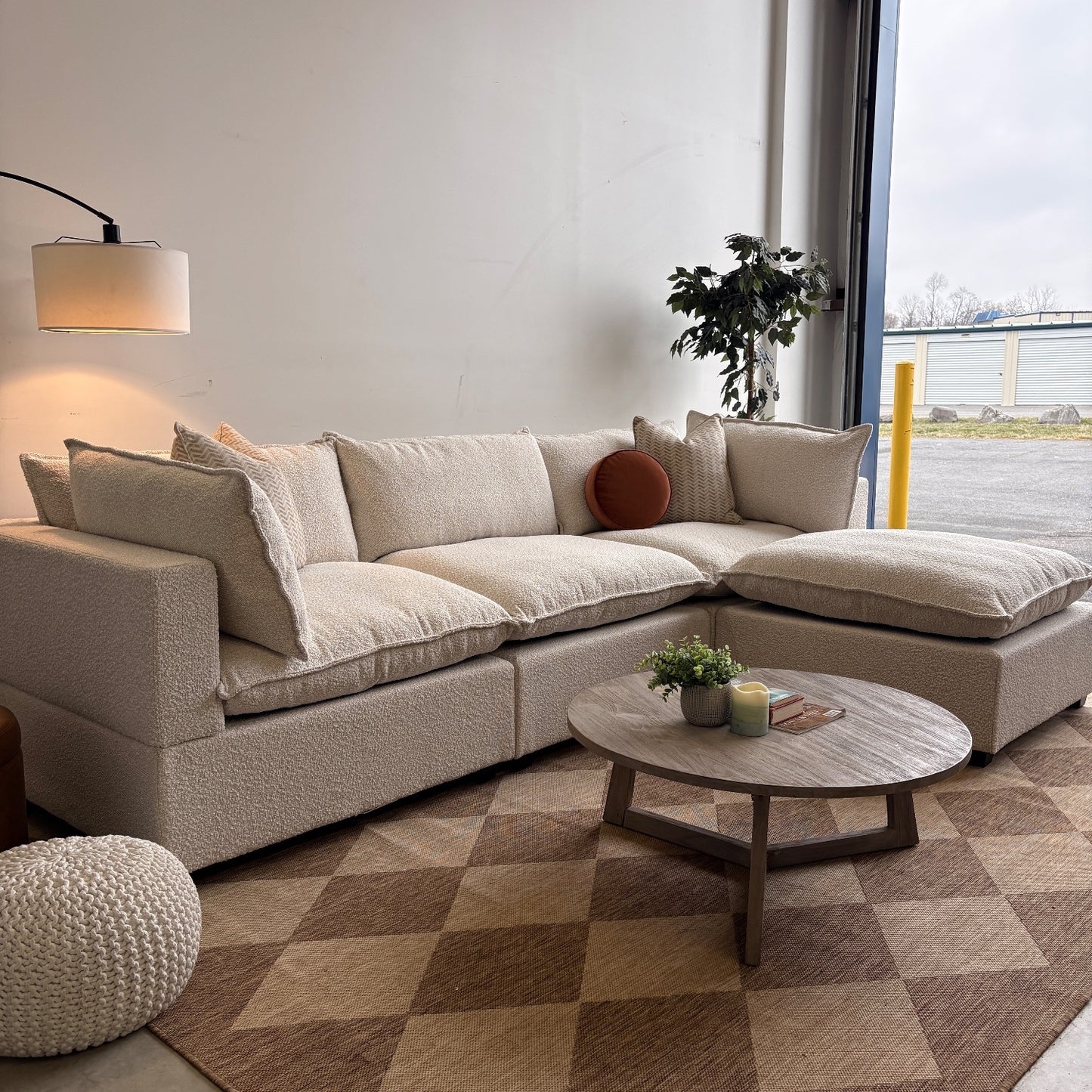Bellamia Luna Sofa + Ottoman in Cream Performance Boucle(Floor Model)