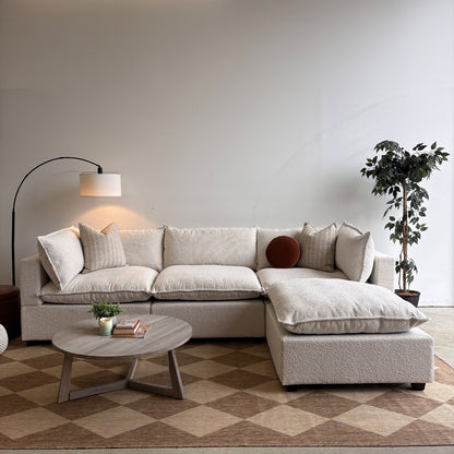 Bellamia Luna Sofa + Ottoman in Cream Performance Boucle(Floor Model)