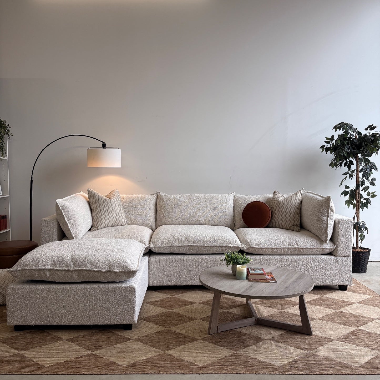 Bellamia Luna Sofa + Ottoman in Cream Performance Boucle(Floor Model)