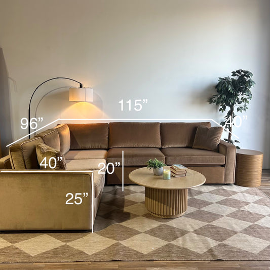 Interior Define James Corner Sleeper Sectional in Brown Performance Velvet