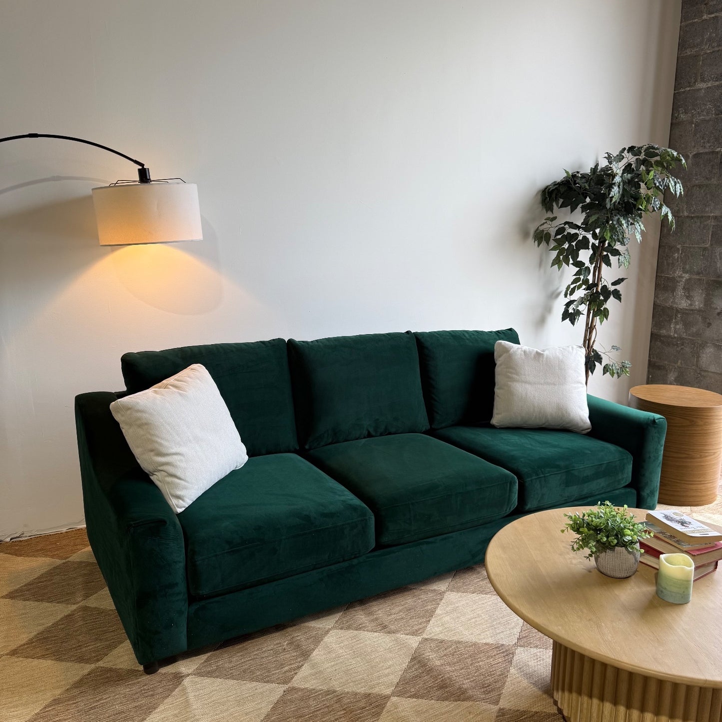 Interior Define Saylor 3-seat Sofa in Green Performance Velvet