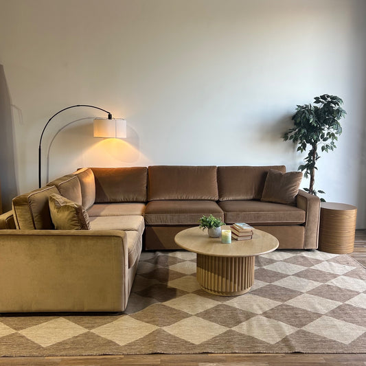 Interior Define James Corner Sleeper Sectional in Brown Performance Velvet