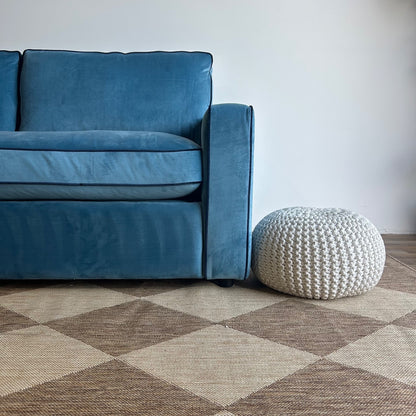 Interior Define James Sleeper Couch with Contrast Piping in Blue Performance Velvet