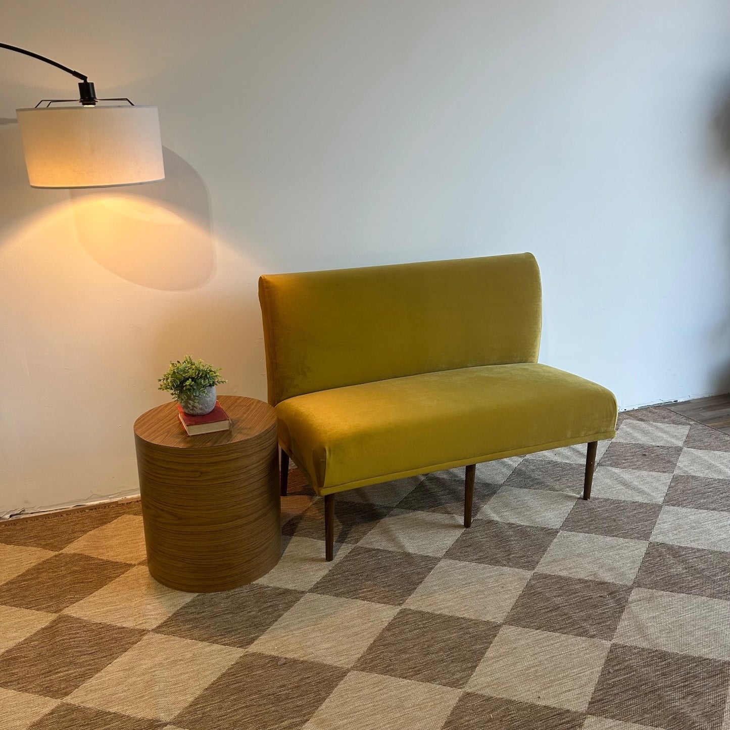 Interior Define Dorian Bench in Yellow Performance Velvet