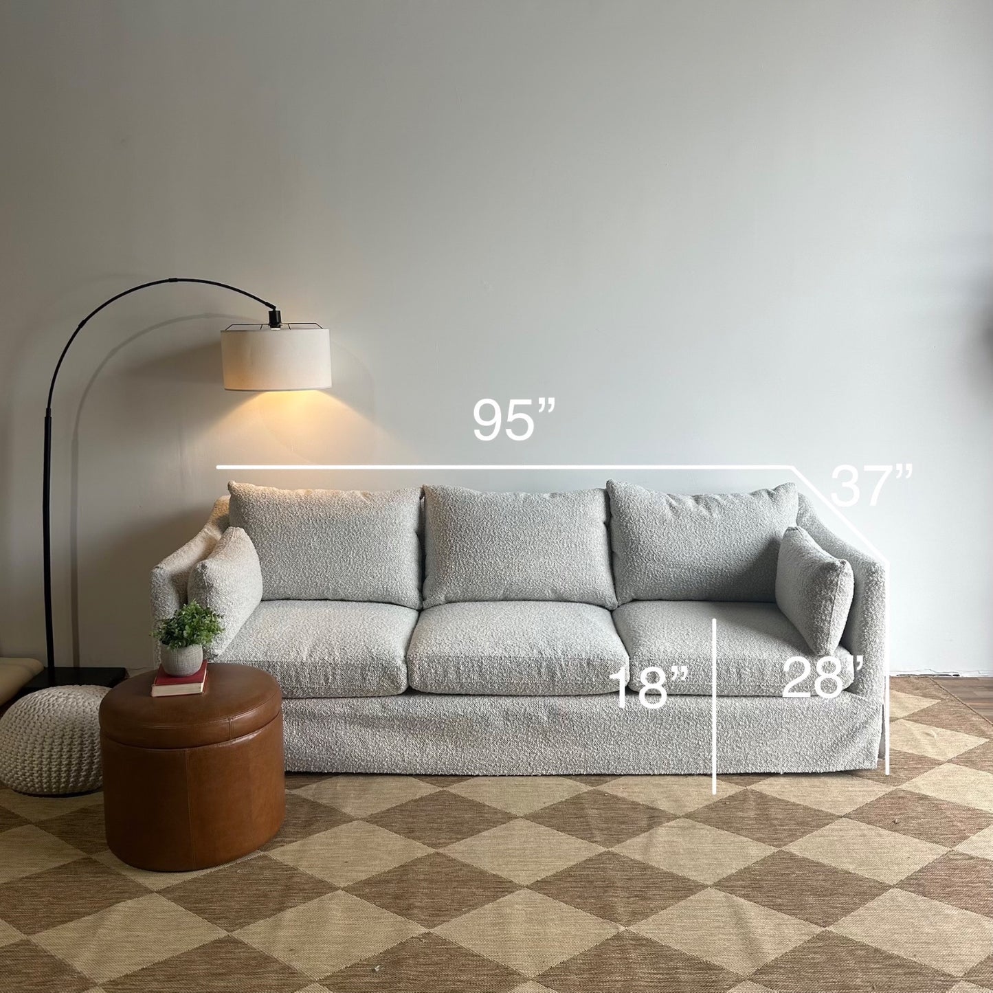 Interior Define Slipcovered Sofa in Gray Performance Loop Weave