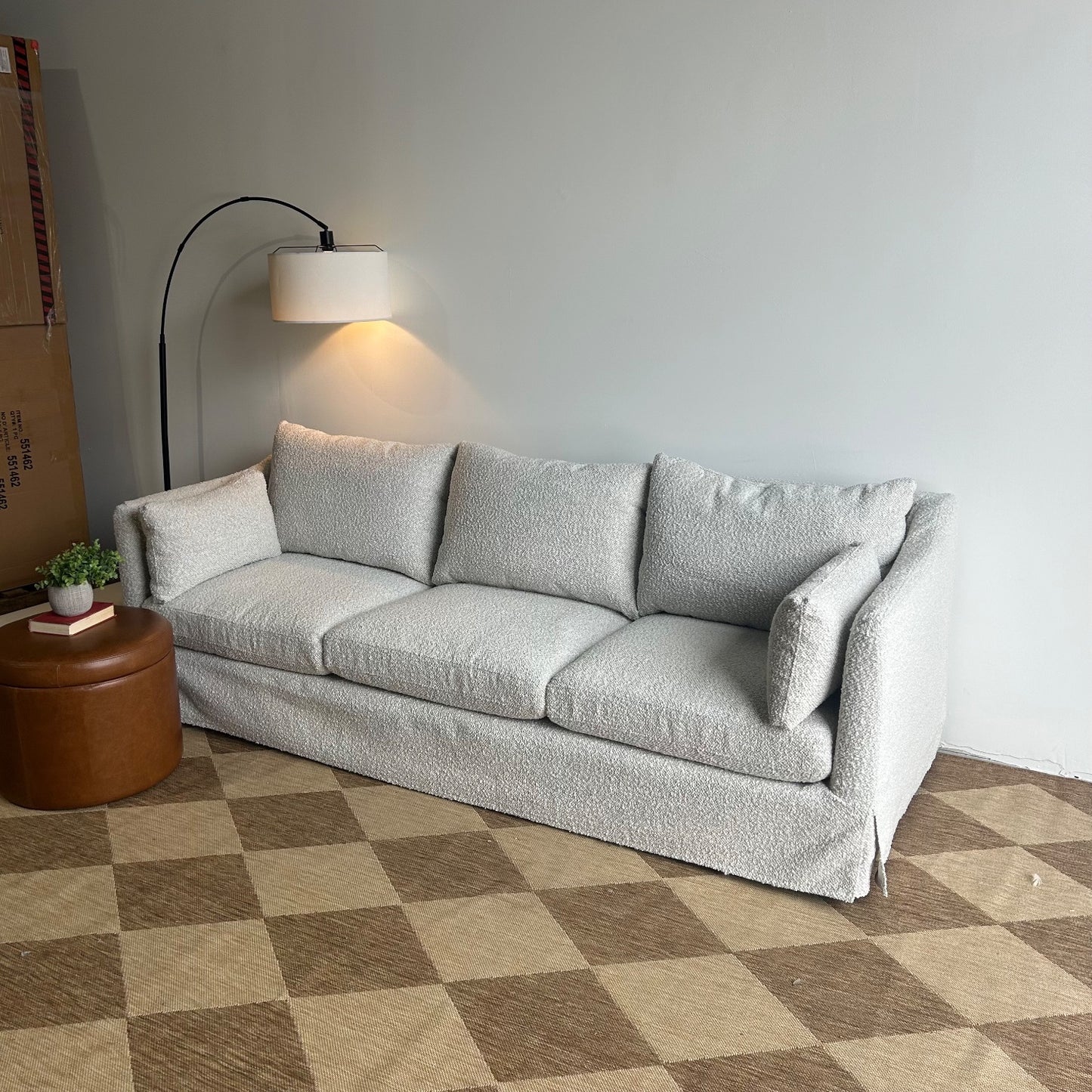 Interior Define Slipcovered Sofa in Gray Performance Loop Weave