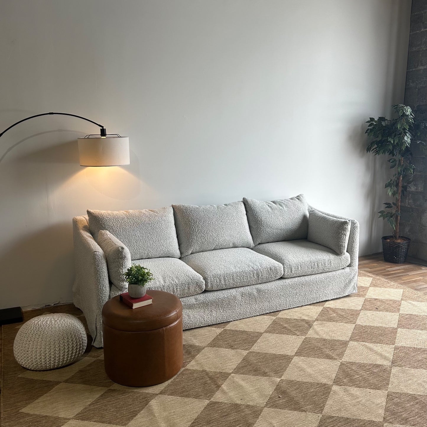 Interior Define Slipcovered Sofa in Gray Performance Loop Weave