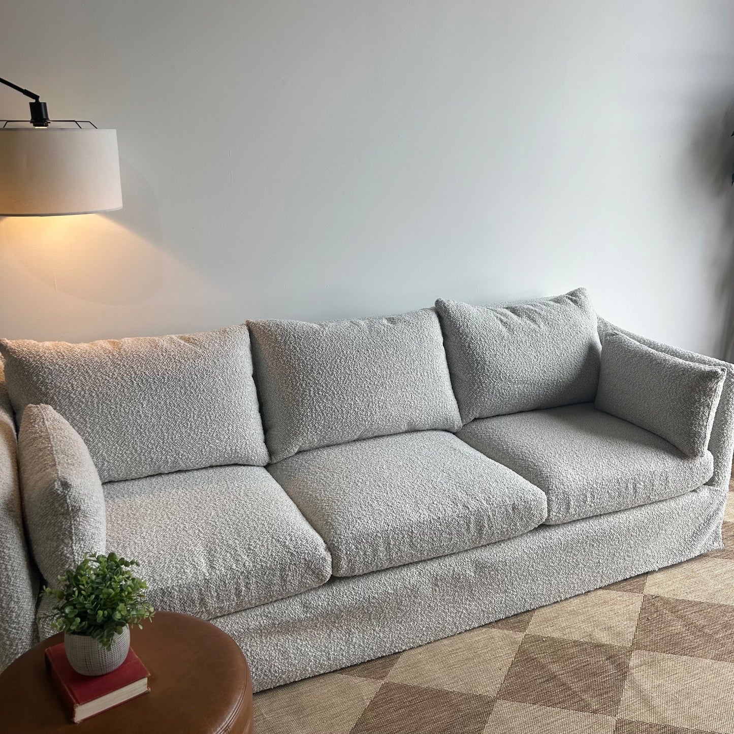 Interior Define Slipcovered Sofa in Gray Performance Loop Weave