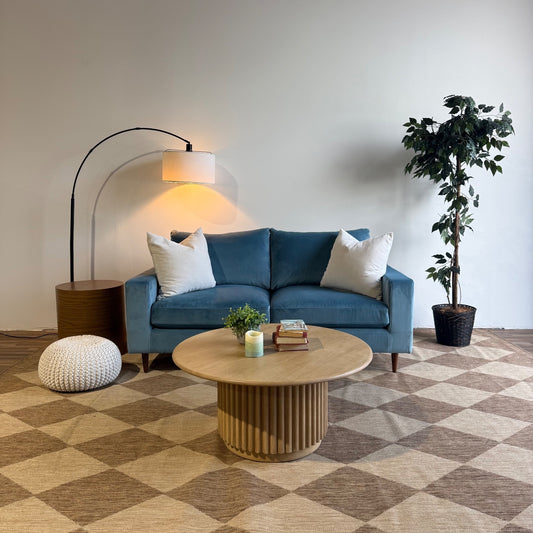 Interior Define Sloan Loveseat in Blue Performance Velvet