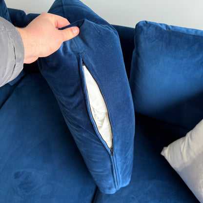 Interior Define Sloan Chaise Sectional in Blue Performance Velvet