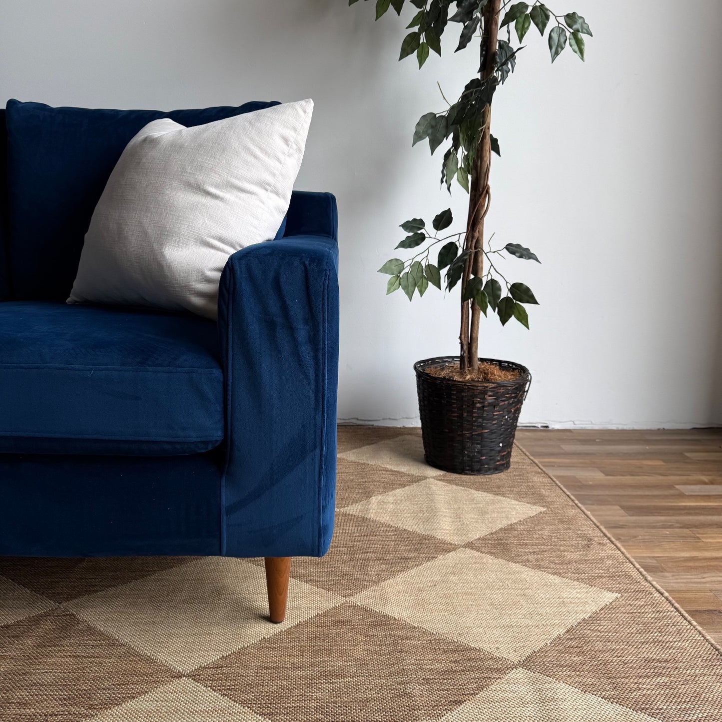 Interior Define Sloan Chaise Sectional in Blue Performance Velvet