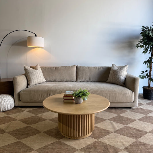 Interior Define Lukas 2-Seat Sofa in Cream Performance Antimicrobial Chenille