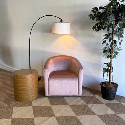 Interior Define Tegan Swivel Chair in Pink Performance Velvet