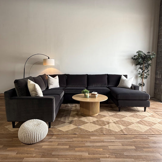 Interior Define Sloan 4-piece Sectional in Black Performance Velvet