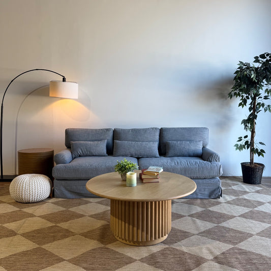 Interior Define Maxwell Slipcovered Sofa in Blue Performance Classic Weave