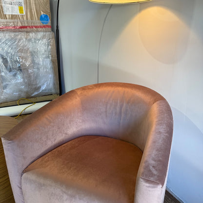 Interior Define Tegan Swivel Chair in Pink Performance Velvet