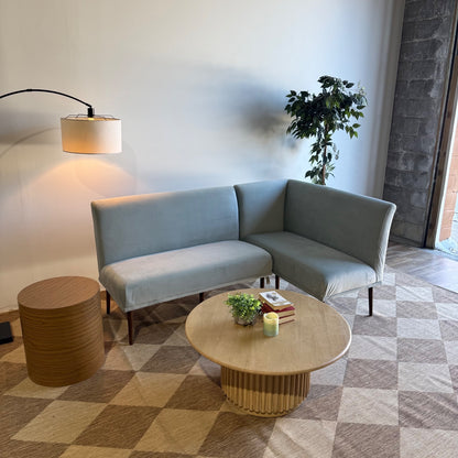 Interior Define Dorian Petite Right Banquette in Blue Performance Velvet