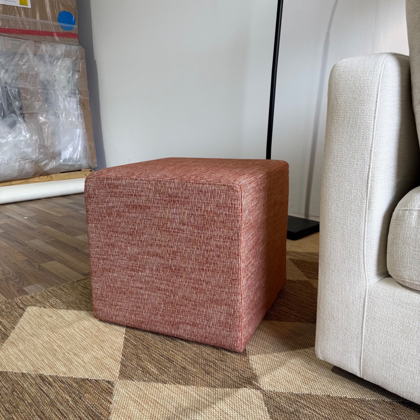 Interior Define Conor Square Stool Ottoman in Copper Performance Blakely