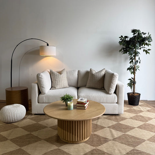 Interior Define Tatum Modular Loveseat in Beige Performance Chenille