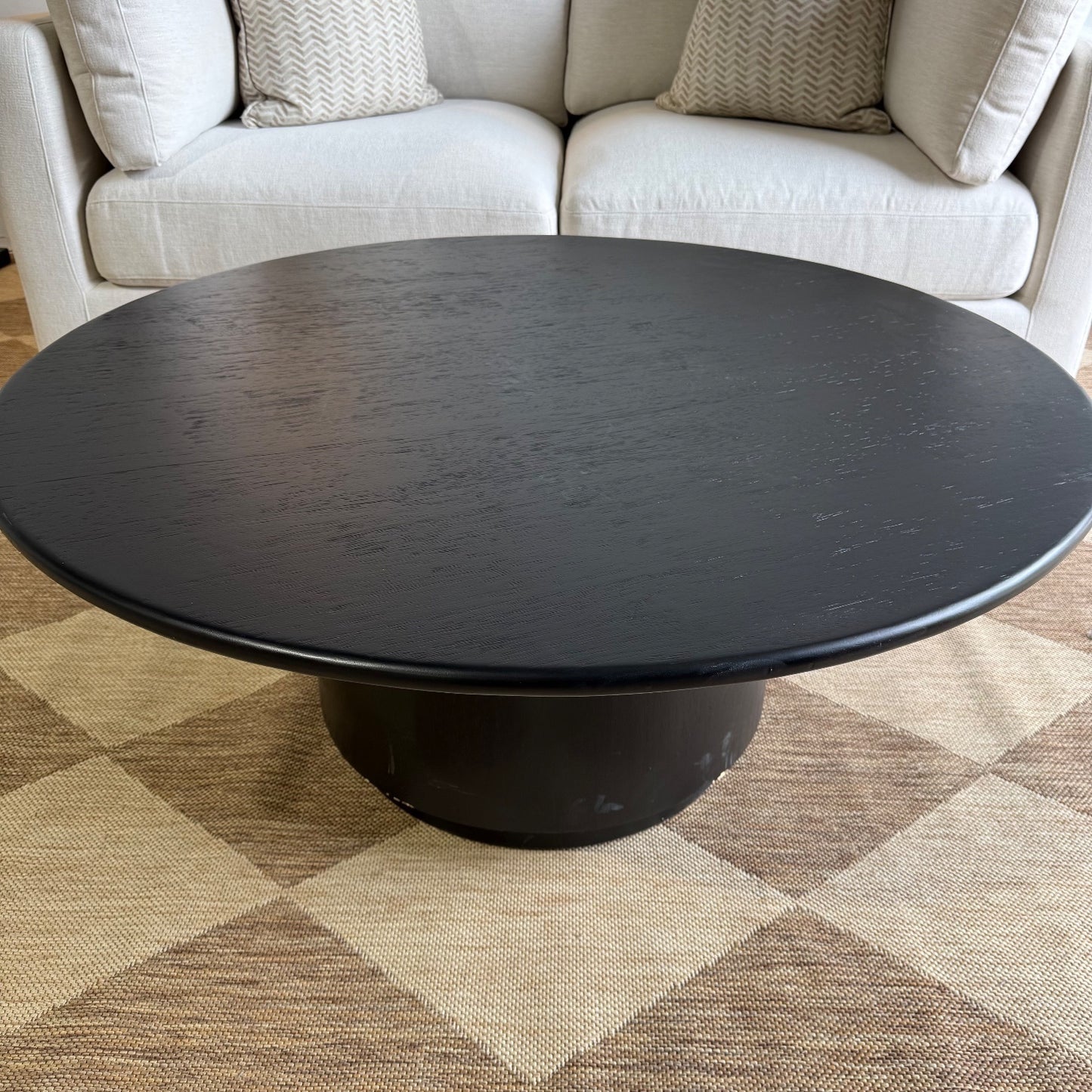 Interior Define Nina Round Coffee Table in Black Stain on Rubberwood