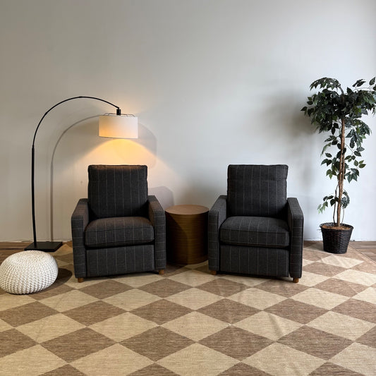 Interior Define Sadie Recliner in Black Performance Hunt Stripe