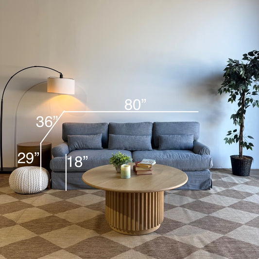 Interior Define Maxwell Slipcovered Sofa in Blue Performance Classic Weave