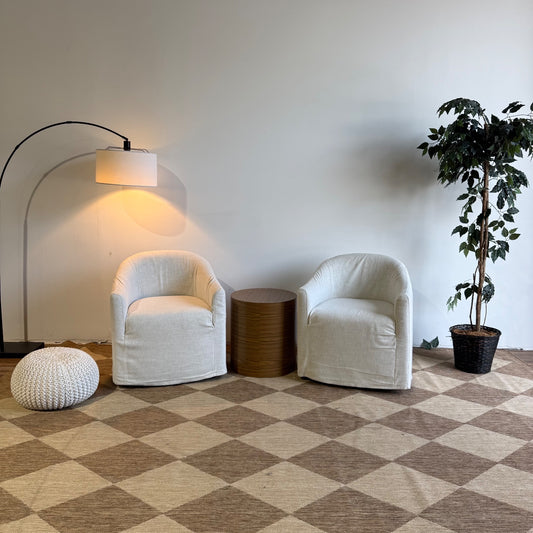 Interior Define Dixon Slipcovered Dining Chair on Caster wheels in Cream Performance Fabric