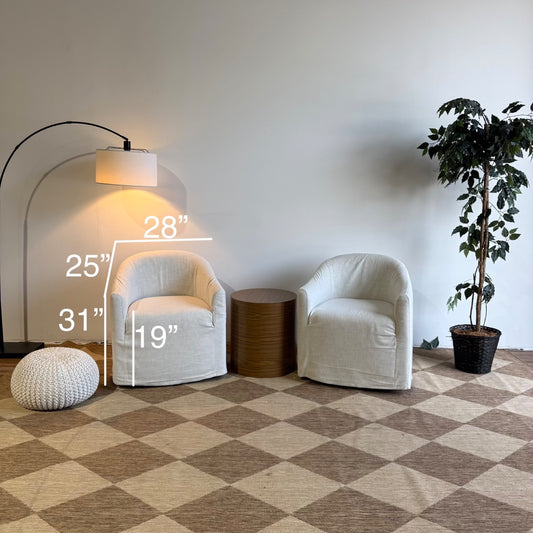 Interior Define Dixon Slipcovered Dining Chair on Caster wheels in Cream Performance Fabric