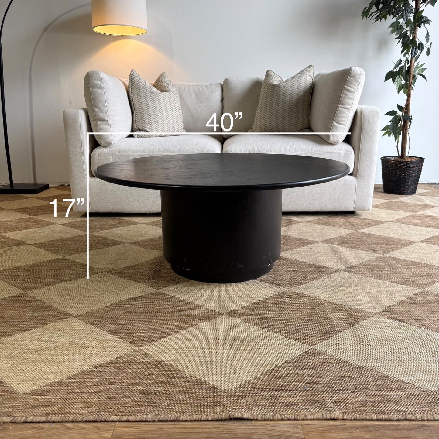 Interior Define Nina Round Coffee Table in Black Stain on Rubberwood