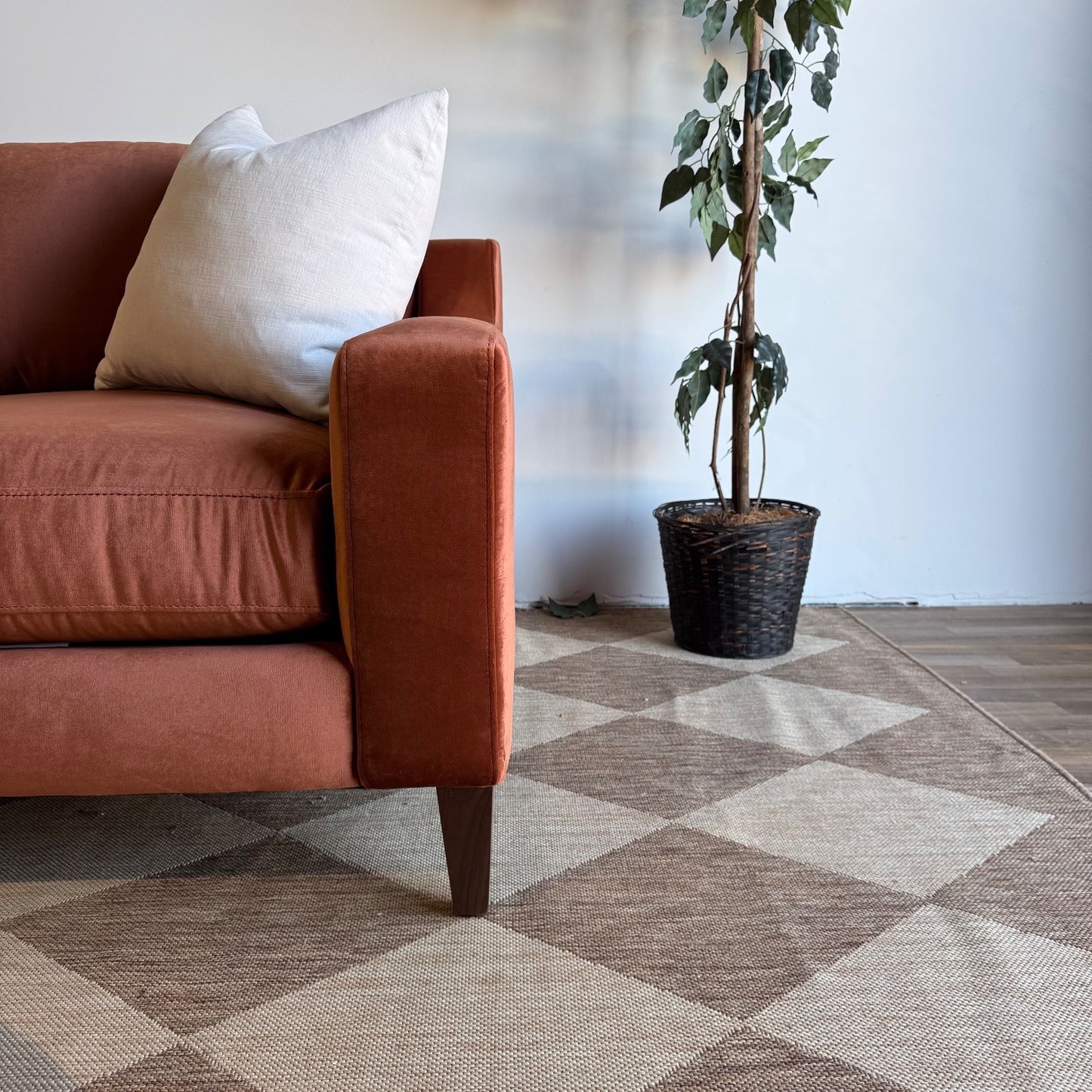 Interior Define Saylor Sofa in Rust Performance Velvet