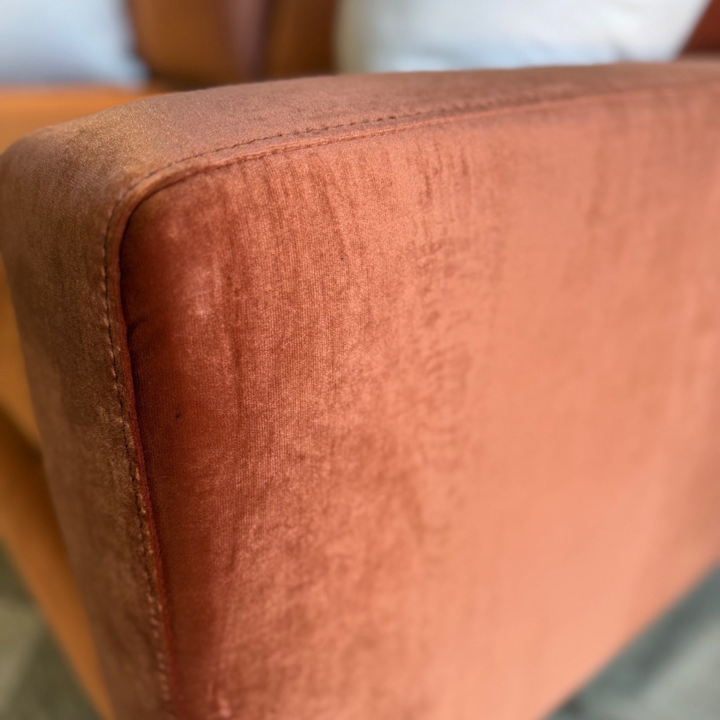 Interior Define Saylor Sofa in Rust Performance Velvet