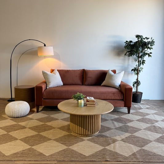 Interior Define Saylor Sofa in Rust Performance Velvet