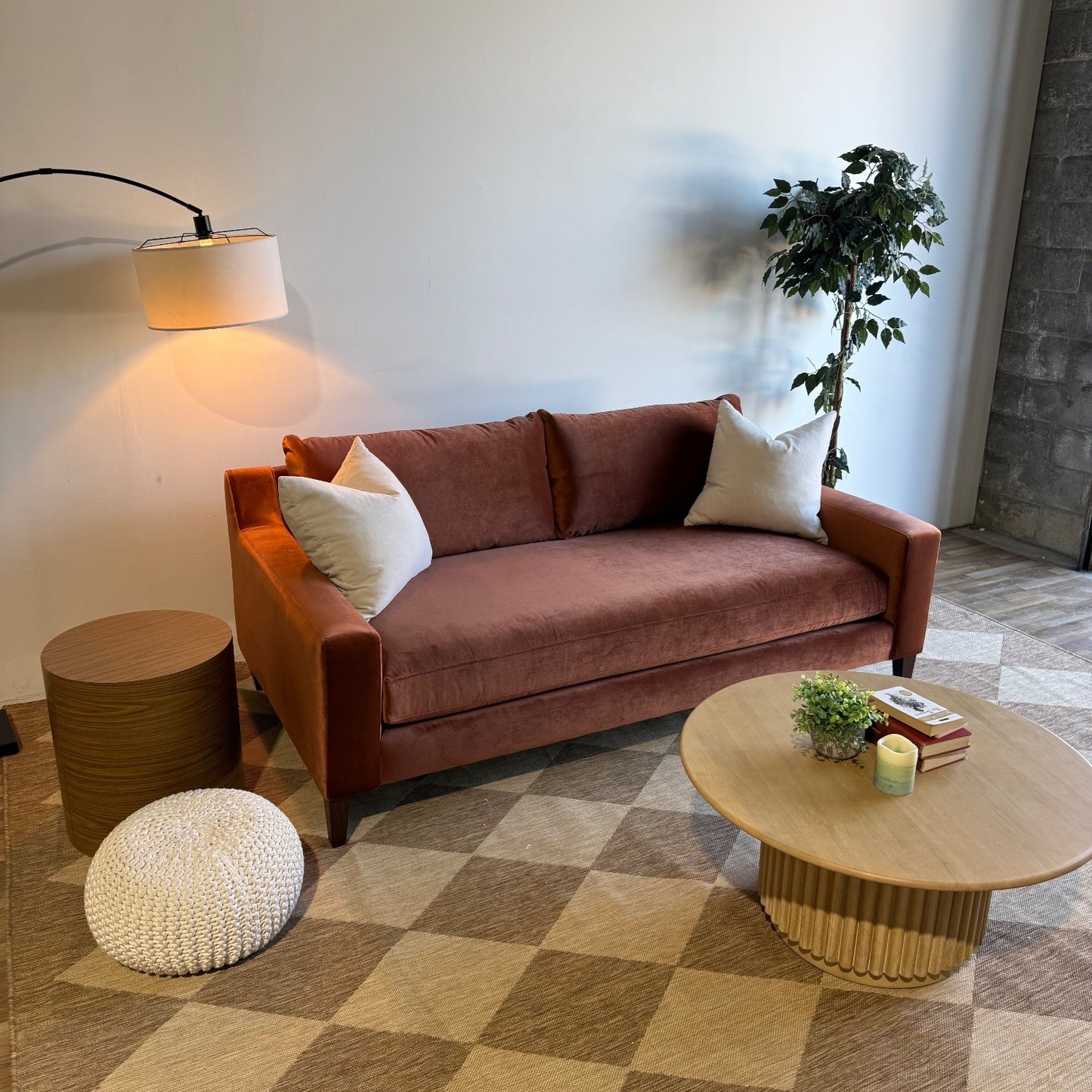 Interior Define Saylor Sofa in Rust Performance Velvet