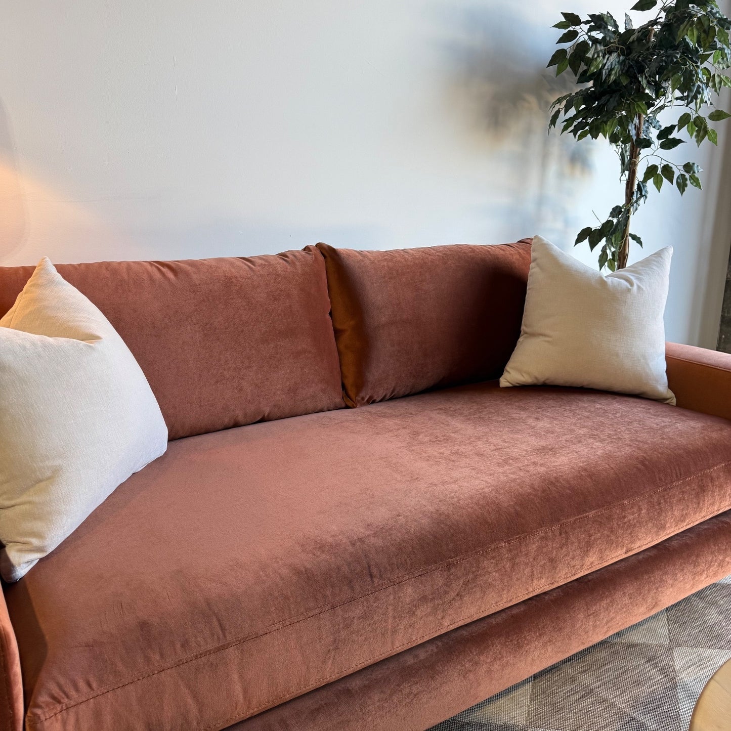 Interior Define Saylor Sofa in Rust Performance Velvet