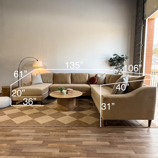 Interior Define Saylor 4-piece Sectional in Brown Performance Plush Velvet