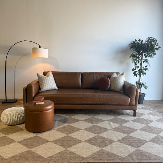 Interior Define Gaby Sofa in Brown Pigment-Dyed Leather