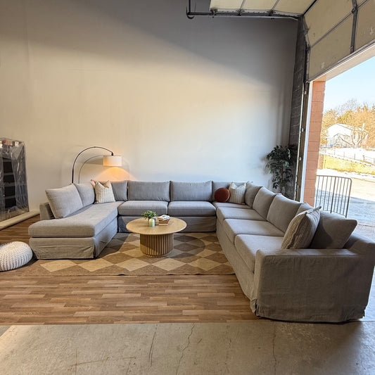 Interior Define Sloan Slipcovered Sectional in Grey Performance Fabric