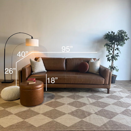 Interior Define Gaby Sofa in Brown Pigment-Dyed Leather