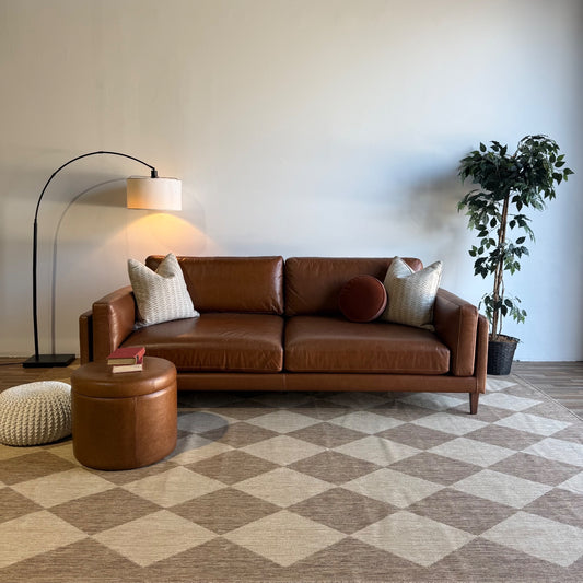 Interior Define Gaby Sofa in Brown Pigment-Dyed Leather