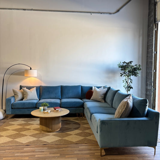 Interior Define Sloan 3pc Sectional in Baby Blue Performance Fabric