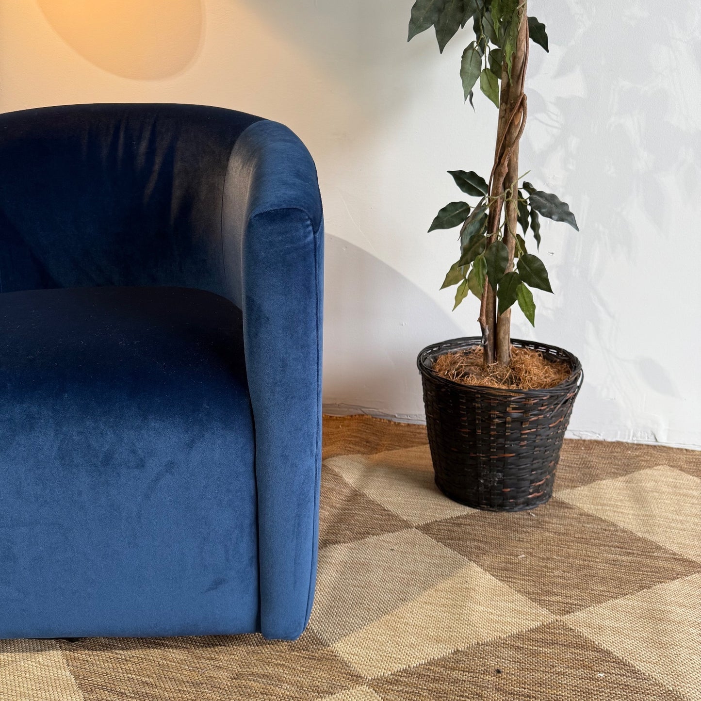 Interior Define Tegan Swivel Chair in Blue Performance Velvet