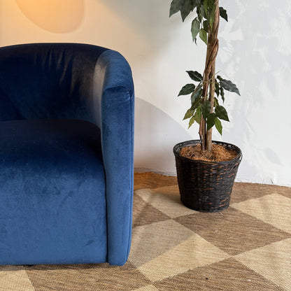 Interior Define Tegan Swivel Chair in Blue Performance Velvet