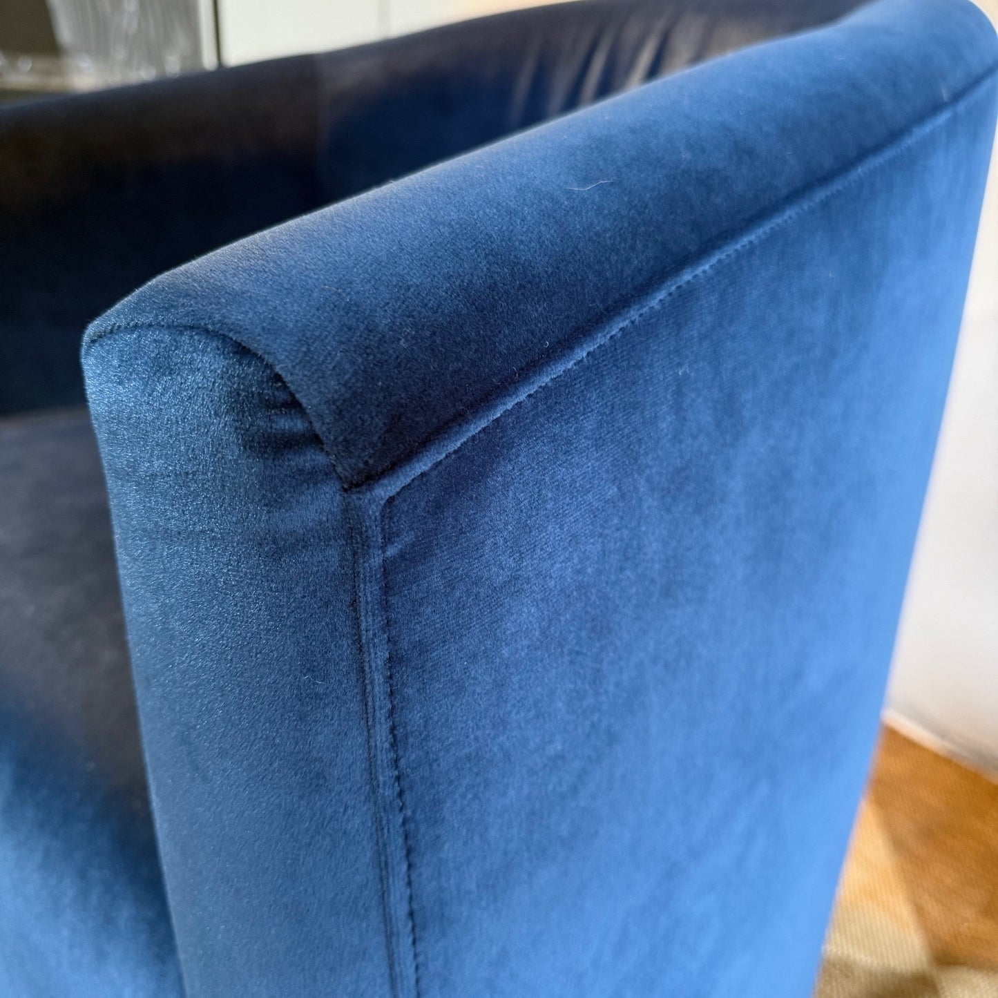 Interior Define Tegan Swivel Chair in Blue Performance Velvet