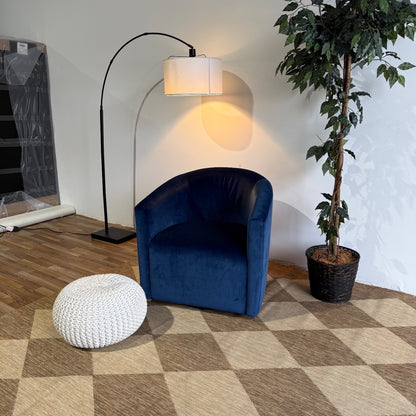 Interior Define Tegan Swivel Chair in Blue Performance Velvet