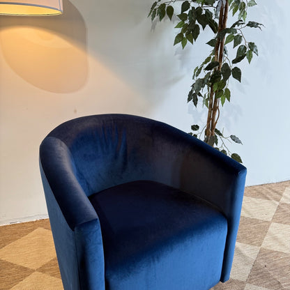 Interior Define Tegan Swivel Chair in Blue Performance Velvet