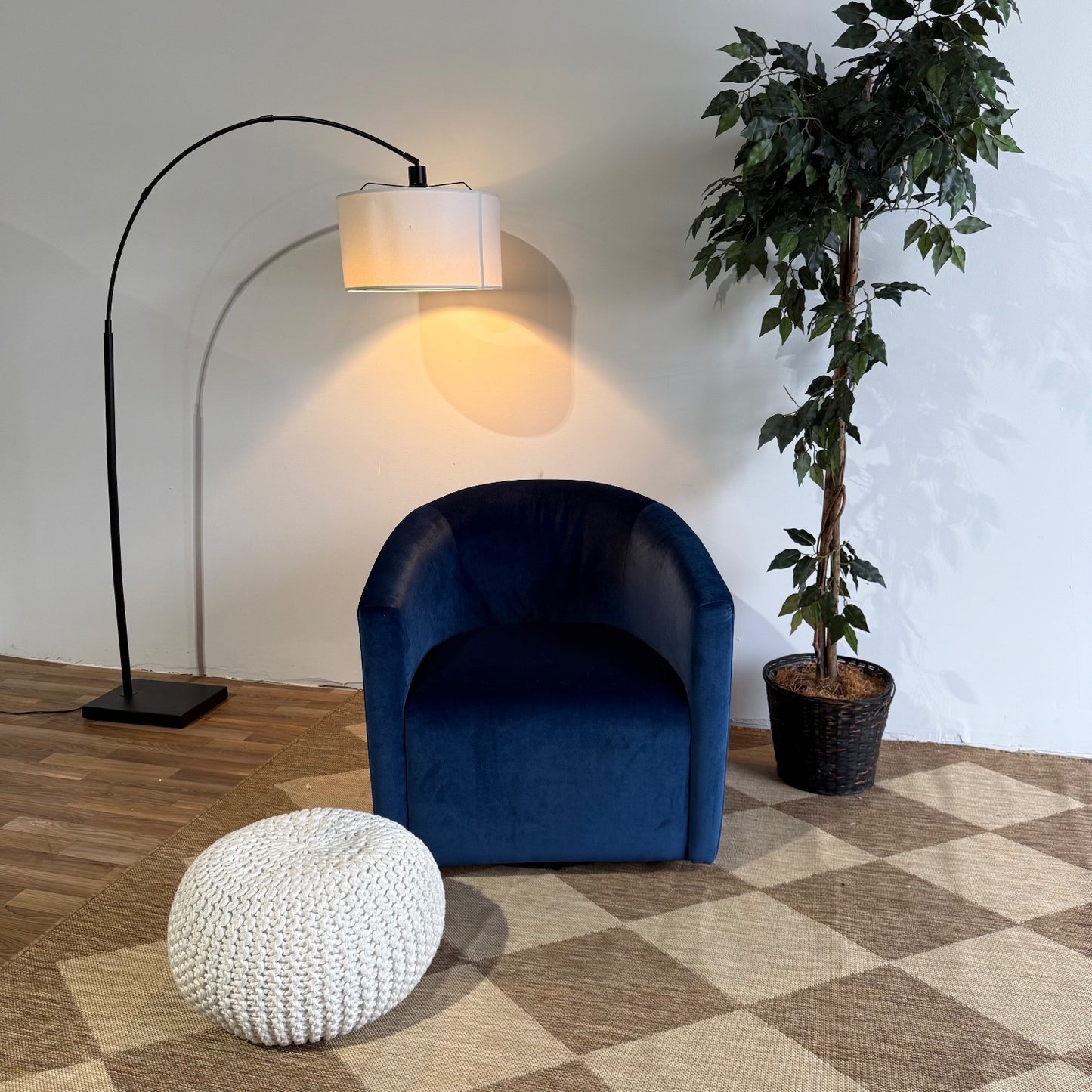 Interior Define Tegan Swivel Chair in Blue Performance Velvet