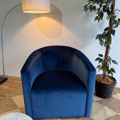 Interior Define Tegan Swivel Chair in Blue Performance Velvet