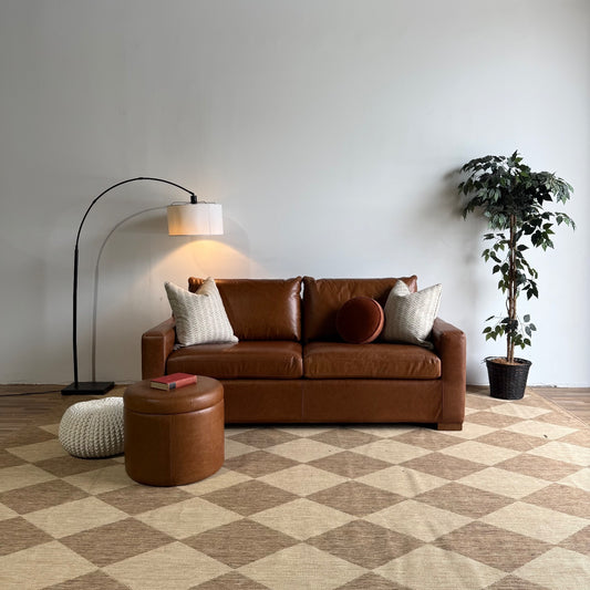 Queen Sleeper Sofa in Brown Pigment-Dyed Leather