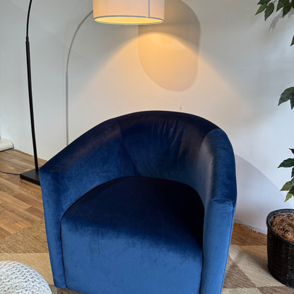 Interior Define Tegan Swivel Chair in Blue Performance Velvet